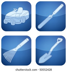 Cobalt Square 2D Icons Set: Garden Tools