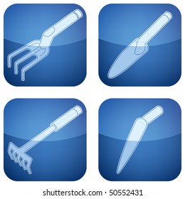 Cobalt Square 2D Icons Set: Garden Tools