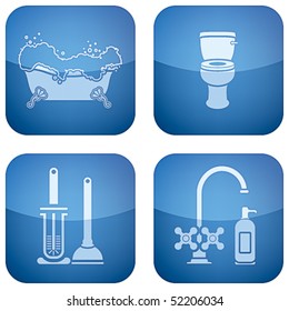 Cobalt Square 2D Icons Set: Bathroom