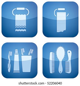 Cobalt Square 2D Icons Set: Bathroom