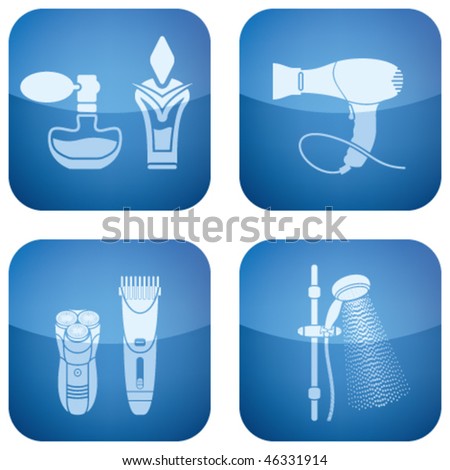 Cobalt Square 2D Icons Set: Bath