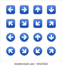 Cobalt square and round matted web button with arrow symbol on white