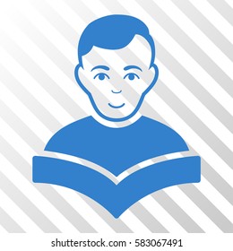 Cobalt Student interface pictogram. Vector pictograph style is a flat symbol on diagonal hatch transparent background.