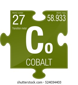 Cobalt symbol. Element number 27 of the Periodic Table of the Elements - Chemistry - Puzzle piece with green background