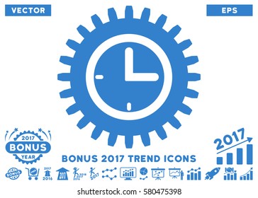 Cobalt Time Options pictograph with bonus 2017 year trend symbols. Vector illustration style is flat iconic symbols, white background.