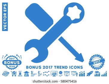 Cobalt Tools icon with bonus 2017 trend clip art. Vector illustration style is flat iconic symbols, white background.