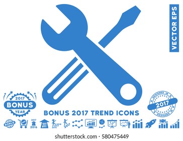 Cobalt Tools pictograph with bonus 2017 year trend pictograms. Vector illustration style is flat iconic symbols, white background.