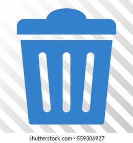 Cobalt Trash Can interface pictogram. Vector pictogram style is a flat symbol on diagonally hatched transparent background.