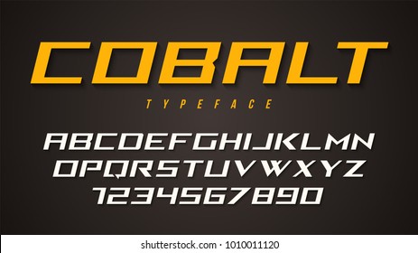 Cobalt vector decorative font design, alphabet, typeface, typography, letters and numbers. Swatch color control.