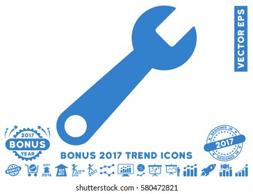 Cobalt Wrench pictogram with bonus 2017 year trend pictograms. Vector illustration style is flat iconic symbols, white background.