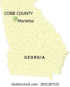 Cobb County And City Of Marietta Location On Georgia State Map