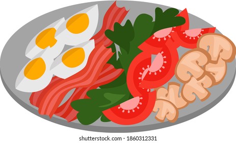 Cobb salad, illustration, vector on white background.