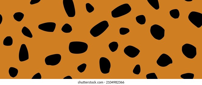Cobble Leo Cheetah. Random Dirt Stone. Giraffe Cobble Pattern. Brown Vector Stone Background Seamless Dirt Cobble. Irregular Vector Leo. Baby Drawn Pattern. Black Round Polkadot Dalmatian Stone.
