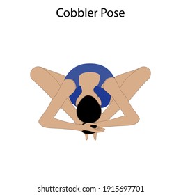 Cobbler Pose Yoga Workout sobre el fondo blanco. Ilustración del vector