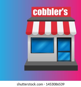 cobbler's front exterior facade.flat design.cobbler's building - cobbler's icon. flat design