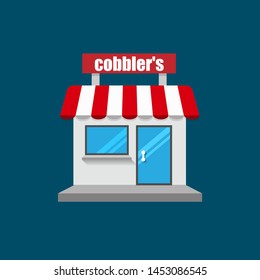 cobbler's front exterior facade.flat design.cobbler's building - cobbler's icon. flat design