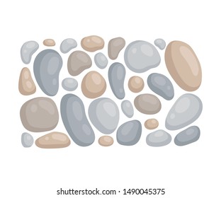 Cobblestone garden path. View from above. Vector illustration on a white background.