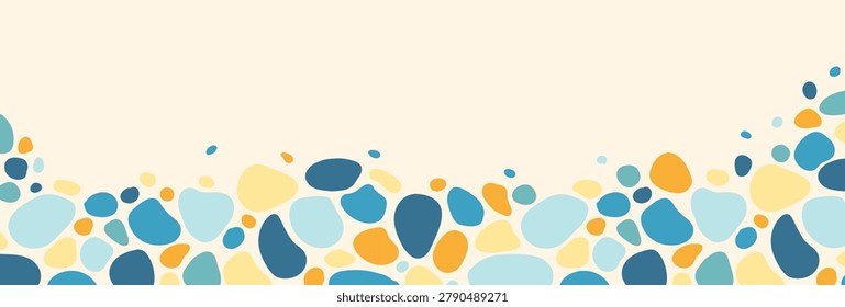 Cobblestone pavement texture featuring natural stone pattern. Seamless pebble mosaic design for walkway, garden path, or outdoor floor with authentic masonry appeal. Vector illustration