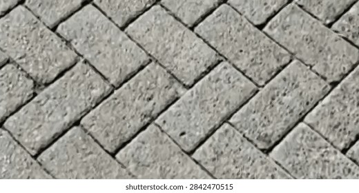 Cobblestone Paving Pattern With Herringbone Stone Texture For Urban Pavement Background