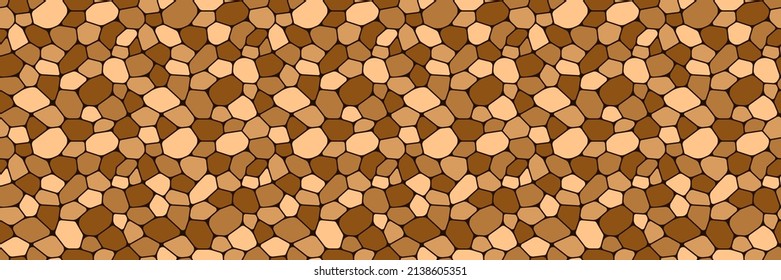 cobblestone paving seamless pattern vector illustration. Pebble repeated background. brown stone rubble template wallpaper for interior designs, landscaping, game and wall textures
