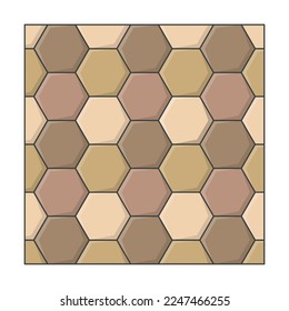 Cobblestone road with mosaic blocks. Stone tiles texture for pavement. Top view of pave pattern isolated on white. Sidewalk concept