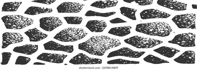 Textura em paralelepípedo de formas irregulares irregulares com superfície granulada, manchada, impressão de girafa estilizada