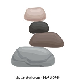 Cobblestones lie on each other. Vector illustration on white background.