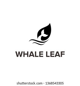 cobinations of whale and leaf nature organic logo design