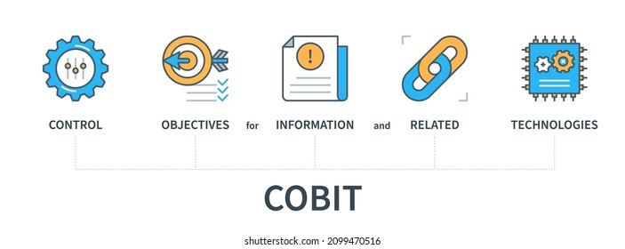 COBIT concept with icons. Control objectives for information and related technologies. Web vector infographic in minimal flat line style