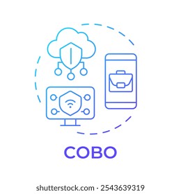 COBO blue gradient concept icon. Corporate devices, business only. Security, protection. Round shape line illustration. Abstract idea. Graphic design. Easy to use in infographic, presentation
