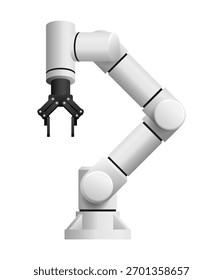 Cobot - collaborative or companion robot, intended for direct human-robot interaction within a shared space, in which robots are not isolated from human contact. Realistic Vector illustration.