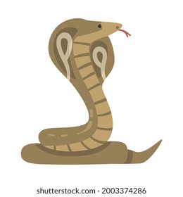Cobra African Snake, King Cobra Predator Jungle Animal Cartoon Vector Illustration