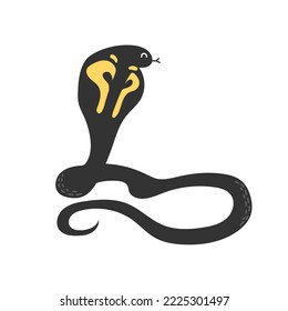 Cobra African snake, king cobra predator, jungle animal cartoon vector illustration on white