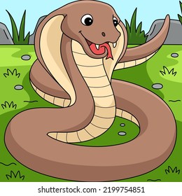Cobra Animal Colored Cartoon Illustration