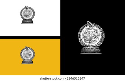 cobra and brain vector outline design