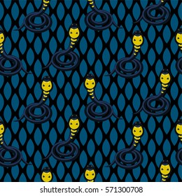 Cobra dark blue seamless vactor patttern. Dangerous snake fashion background.