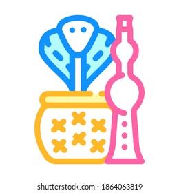 cobra and flute color icon vector. cobra and flute sign. isolated symbol illustration