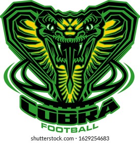 cobra football team design with mascot inside ball for school, college or league