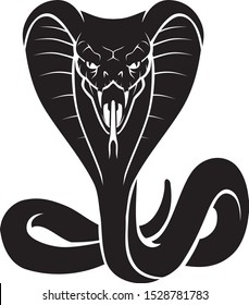 Cobra Front View Silhouette, Full Length Illustration