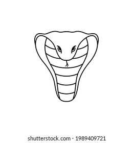 Cobra head in line art style on white background.