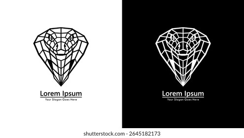 Cobra cabeça design logotipo com estilo geométrico moderno