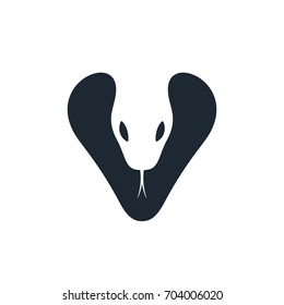 Cobra head with negative space on white background. Snake head design. Vector illustration.