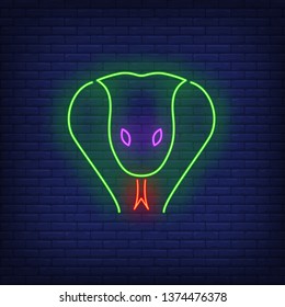 Cobra head neon sign. Wild animal, nature design. Night bright neon sign, colorful billboard, light banner. Vector illustration in neon style.