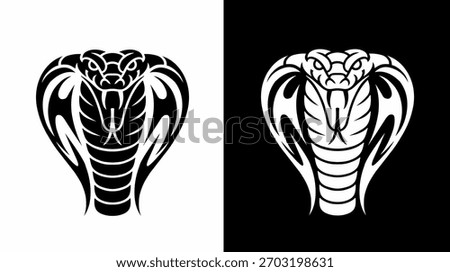 Cobra Head Silhouette Vector Illustration Serpent Snake Hooded Black White Stock photo © 