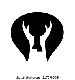 Cobra head, venomous, poisonous snake, reptile and predator, wild animal, wildlife, vector, illustration in black and white color, isolated on white background