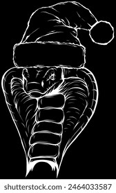 Cobra head in white line on black background