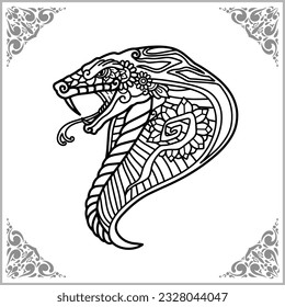 cobra head zentangle arts. isolated on white background of illustration