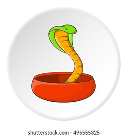 Cobra icon in cartoon style isolated on white circle background. Reptile symbol vector illustration