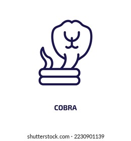 cobra icon from religion collection. Thin linear cobra, reptile, danger outline icon isolated on white background. Line vector cobra sign, symbol for web and mobile