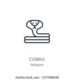 Cobra icon. Thin linear cobra outline icon isolated on white background from religion collection. Line vector sign, symbol for web and mobile